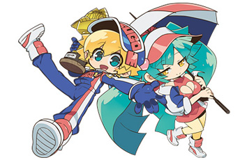 Cosplay photo shoot featuring Hobby Japan characters Mega-chan & House-san