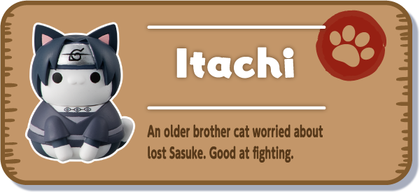 [Itachi] An older brother cat worried about lost Sasuke. Good at fighting.